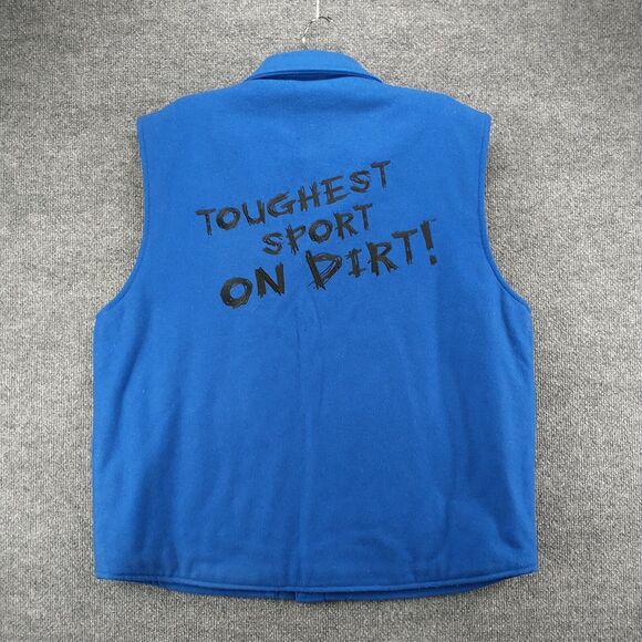 Cripple Creek Mens Vest Blue XL Wool Blend PBR Bull Rider Toughest Sport On Dirt - Picture 7 of 15